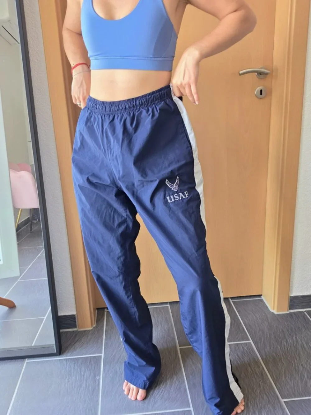 Soffe USAF Navy Blue White Track Pant Athletic PT Gear - XL